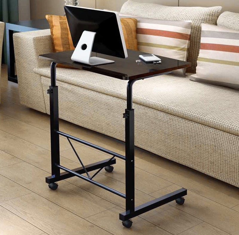 Adjustable Portable Sofa Bed Side Table Laptop Desk with Wheels (Black)