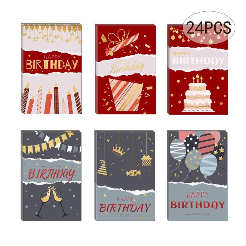 24 x Unique Assorted Designs Happy Birthday Cards