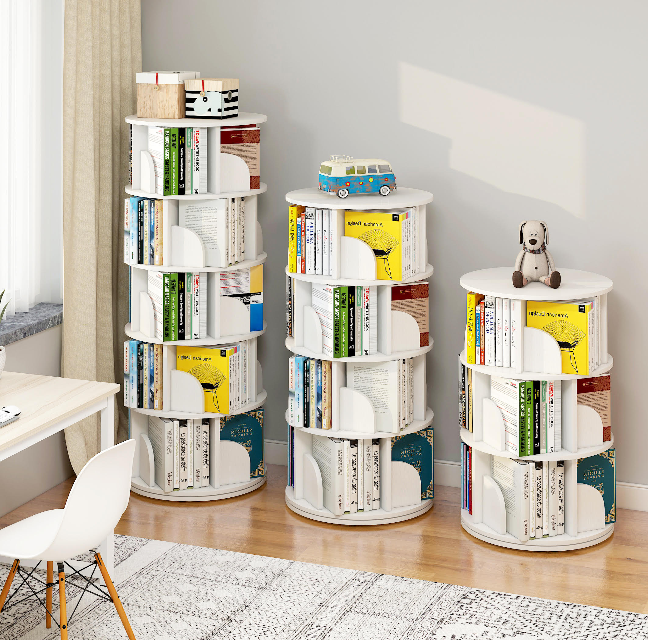 Sanctuary 360-degree Rotating 3 Tier Display Shelf Bookcase Organiser (White)