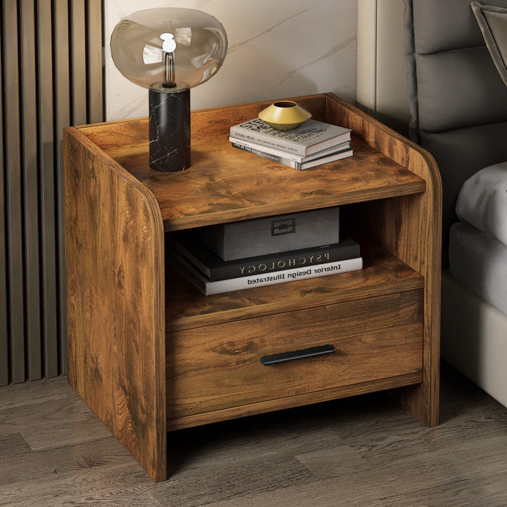 Serene Rustic Wood Bedside Table Nightstand with Drawer