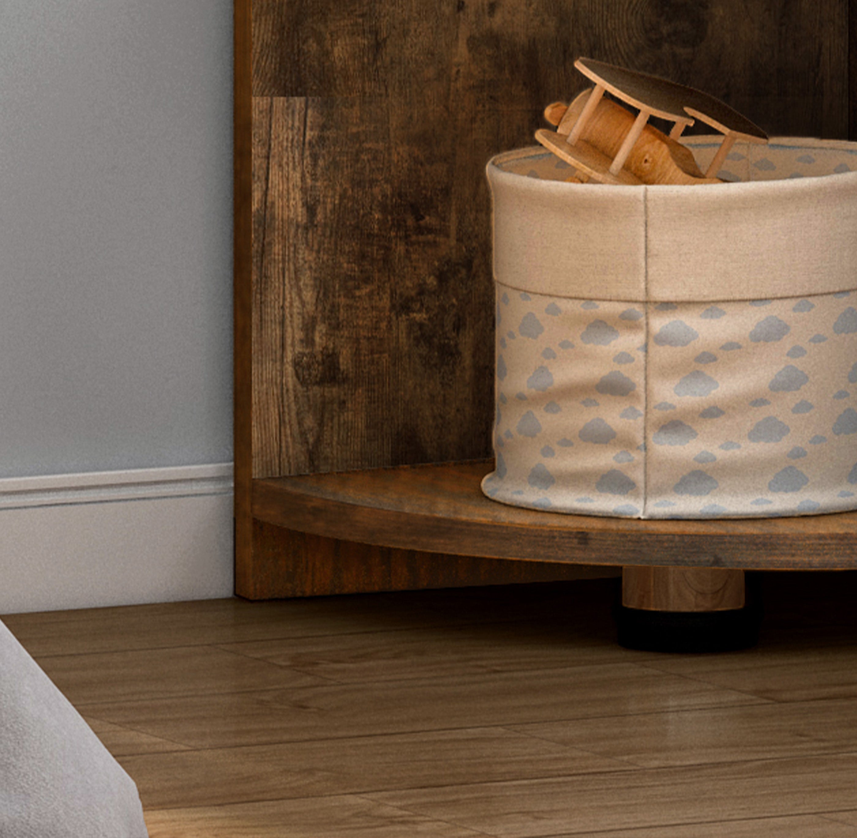 Inspire 6 Tier Large Stylish Rustic Wooden Corner Shelf Unit