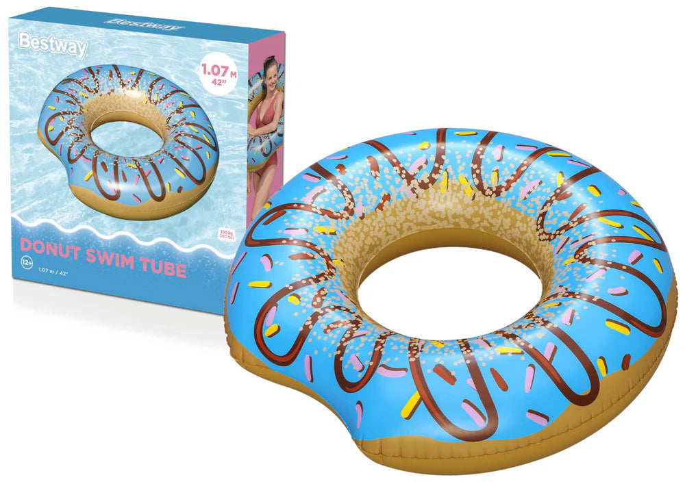 Bestway Inflatable Donut Pool Float Fun 107cm Swim Ring Tube (Blue)