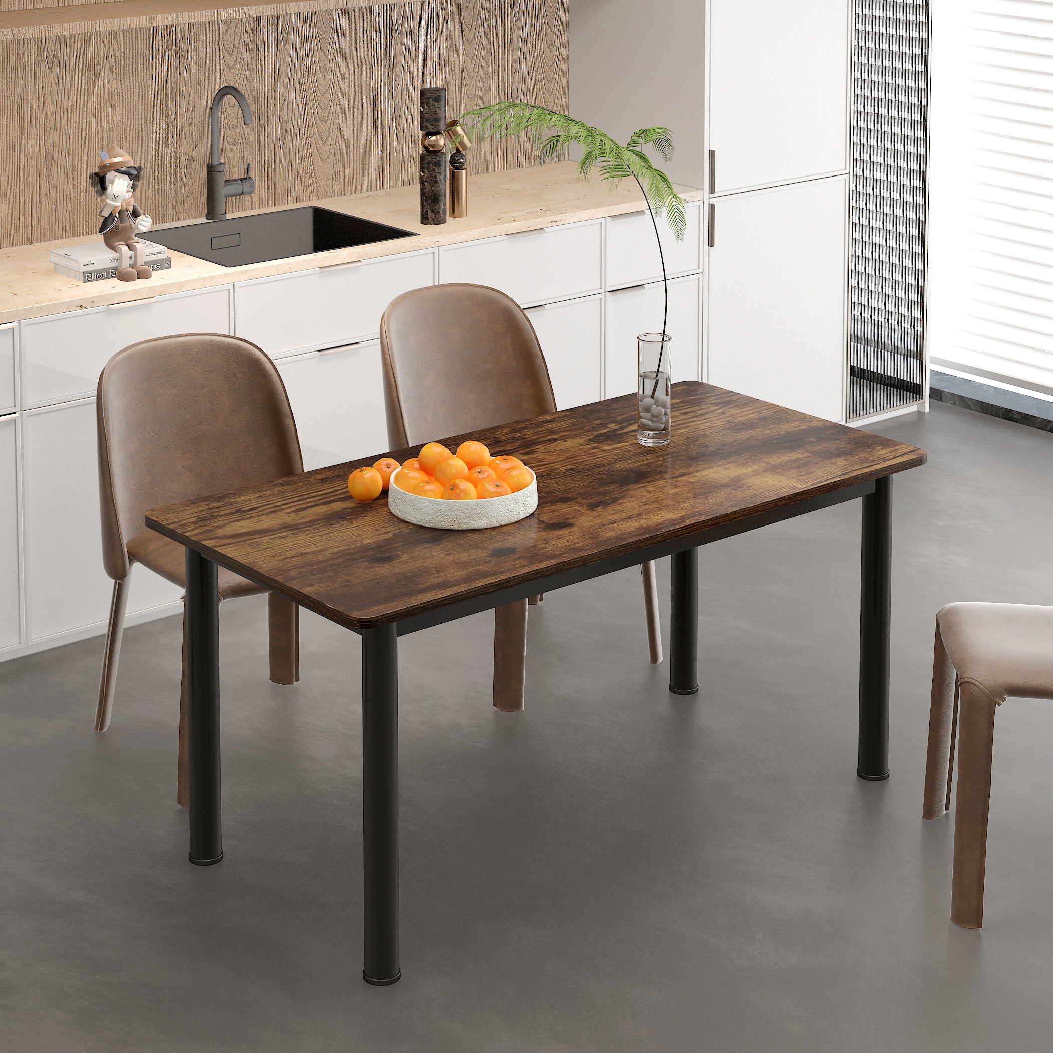 Heritage Industrial Rustic Wood & Metal Dining Table 120cm