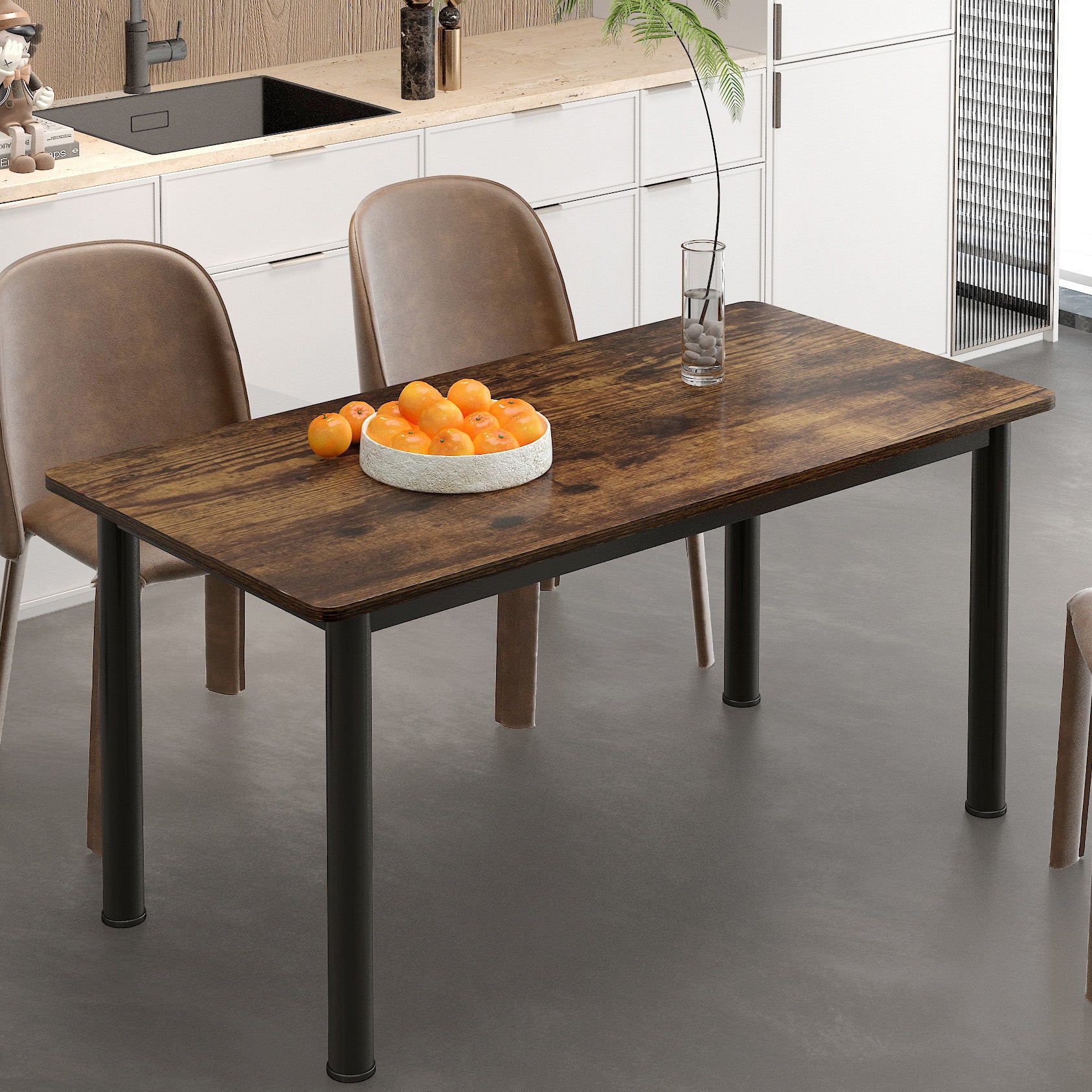 Heritage Industrial Rustic Wood & Metal Dining Table 120cm