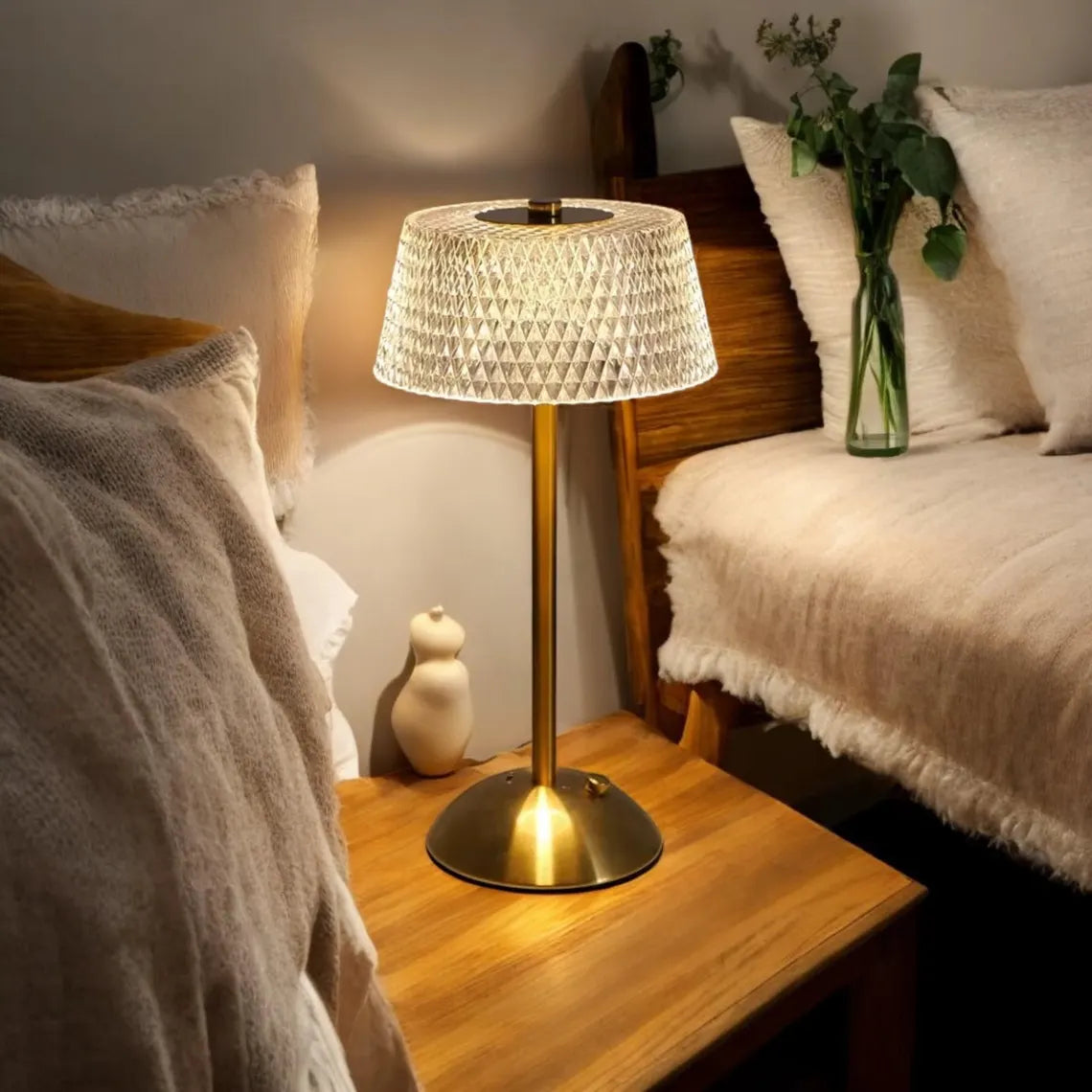 Luxe Diamond Crystal Table Lamp Touch-Dimmable LED Rechargeable Night Light