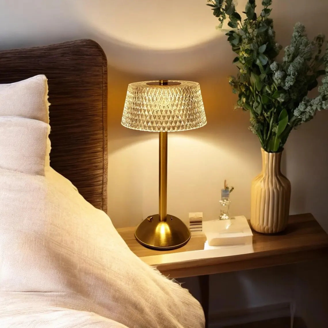 Luxe Diamond Crystal Table Lamp Touch-Dimmable LED Rechargeable Night Light