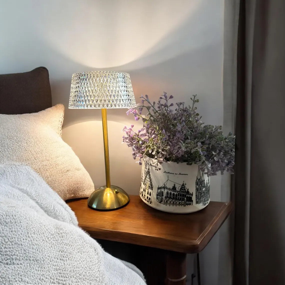 Luxe Diamond Crystal Table Lamp Touch-Dimmable LED Rechargeable Night Light