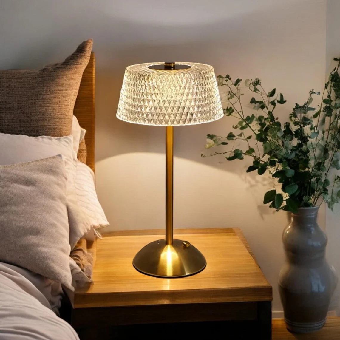 Luxe Diamond Crystal Table Lamp Touch-Dimmable LED Rechargeable Night Light