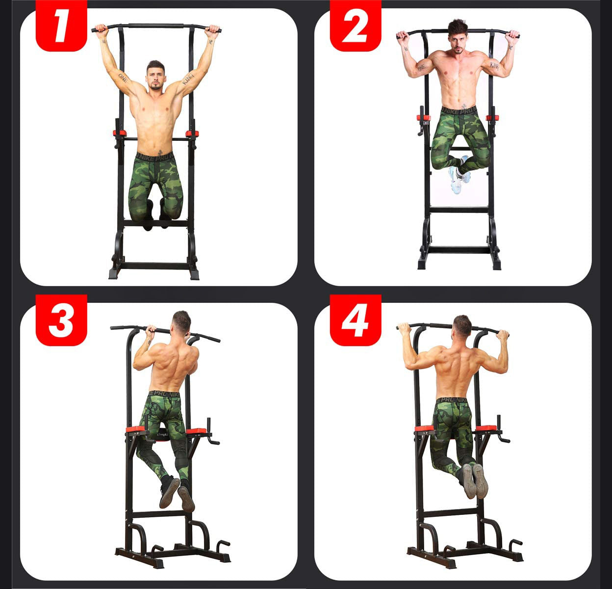 Heavy Duty Power Tower Dip Bar Pull Up Stand Fitness Station