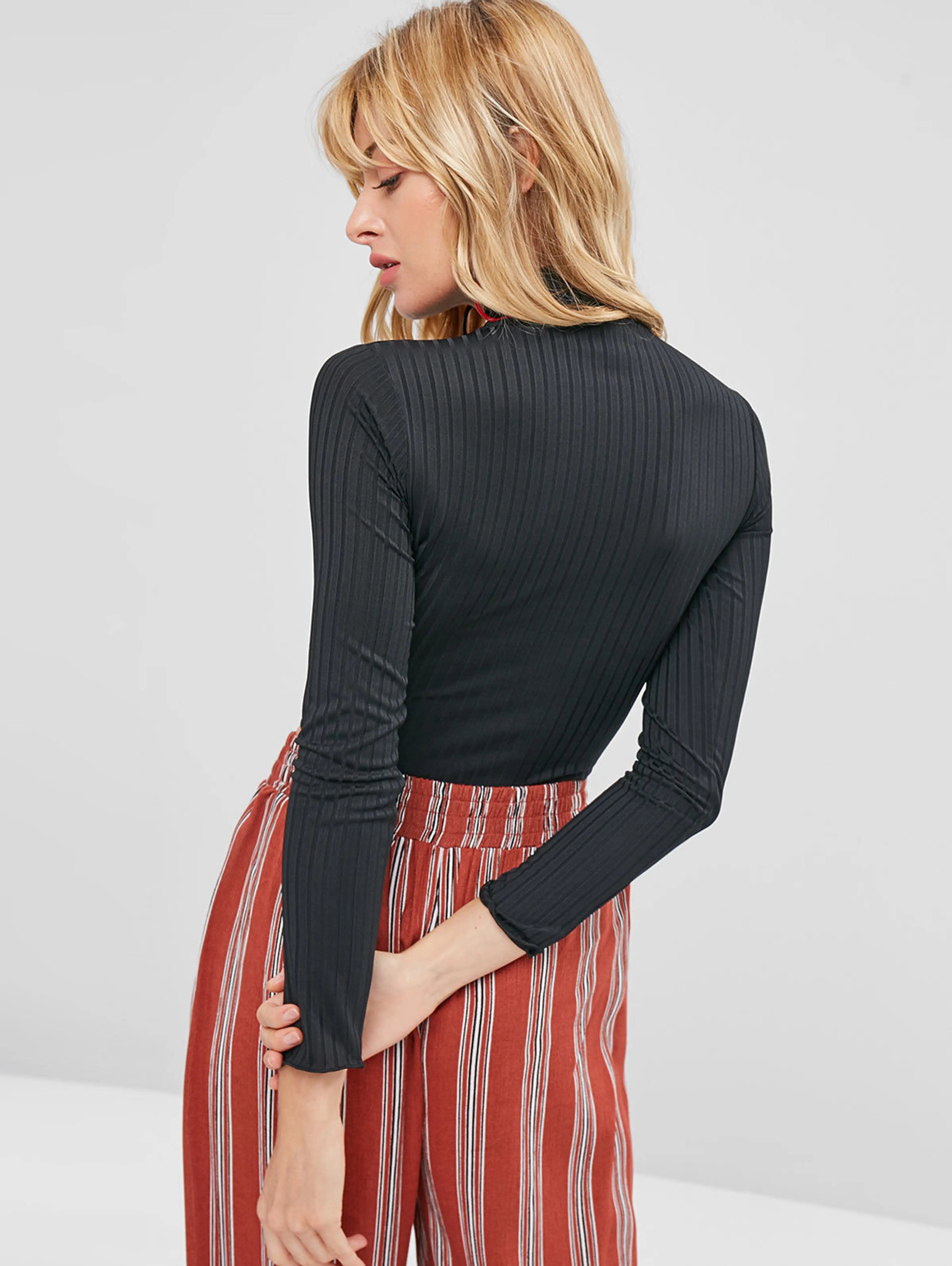 Faith Long Sleeve Knit Top (Black)