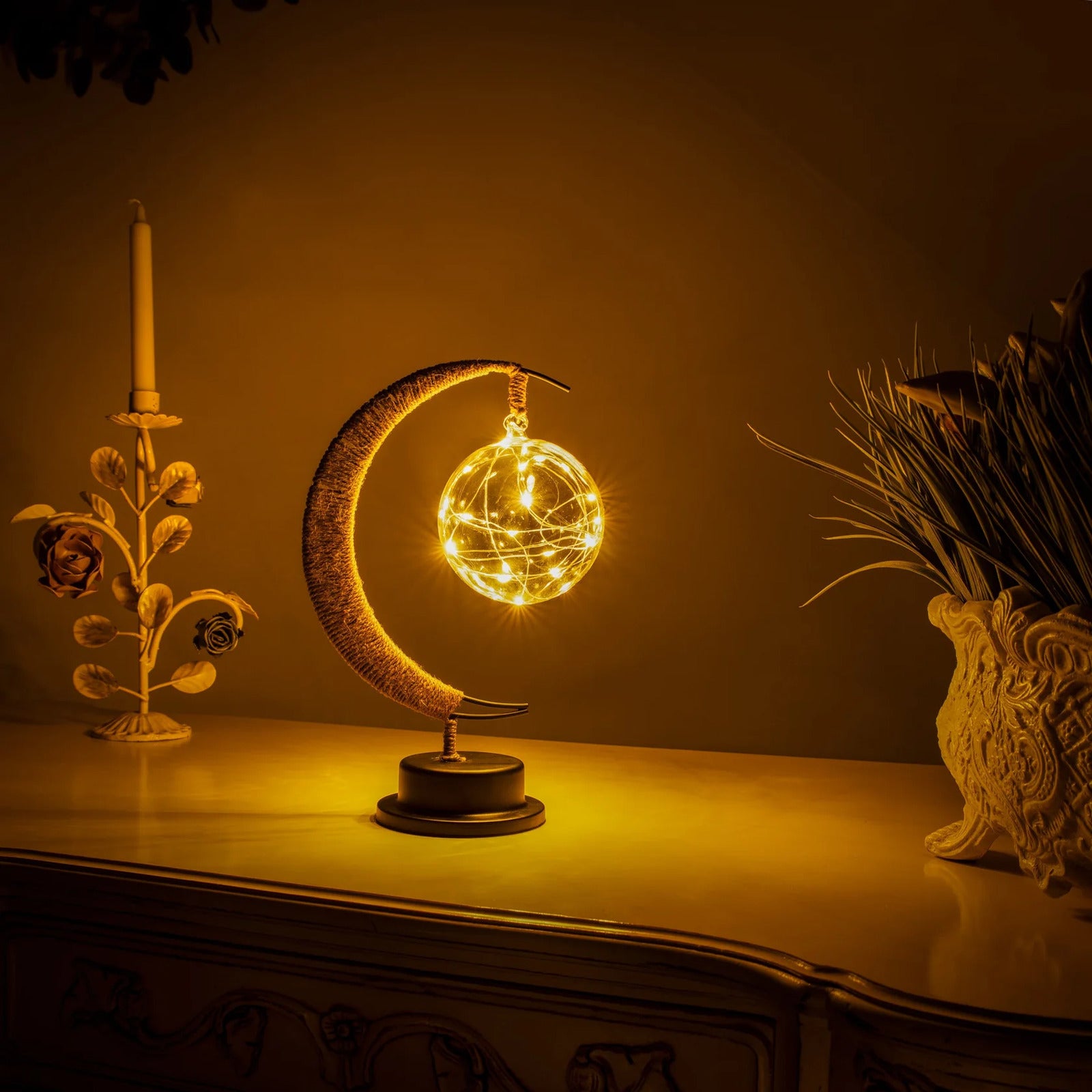Enchanted Lunar Lamp LED Moon Night Light Cozy Home Decor Lighting