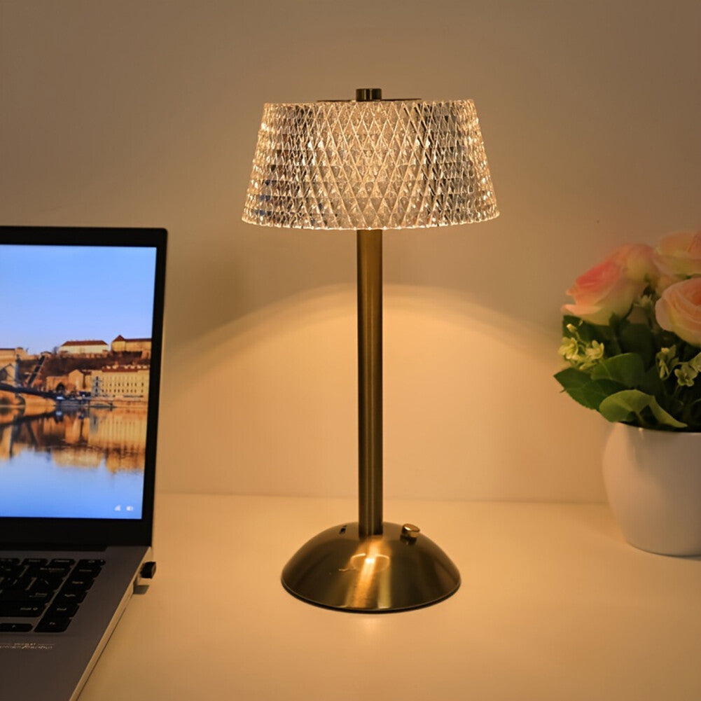 Luxe Diamond Crystal Table Lamp Touch-Dimmable LED Rechargeable Night Light