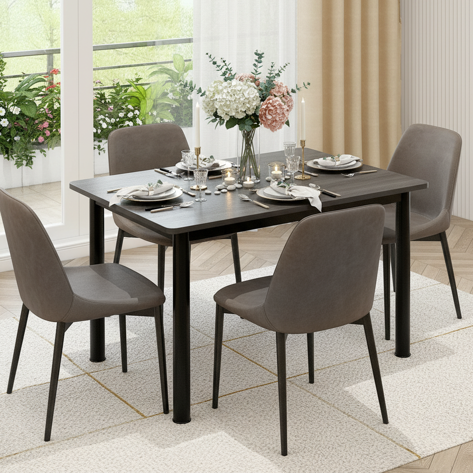 Heritage Industrial Wood & Metal Dining Table 100cm