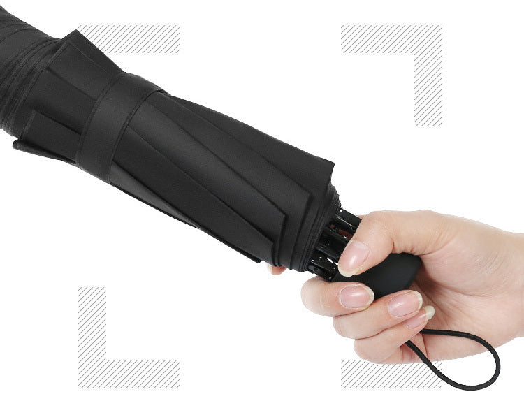 Windproof Rain & Shine Folding Umbrella (Black)