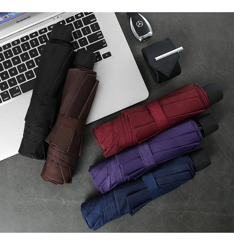 Windproof Rain & Shine Folding Umbrella (Black)