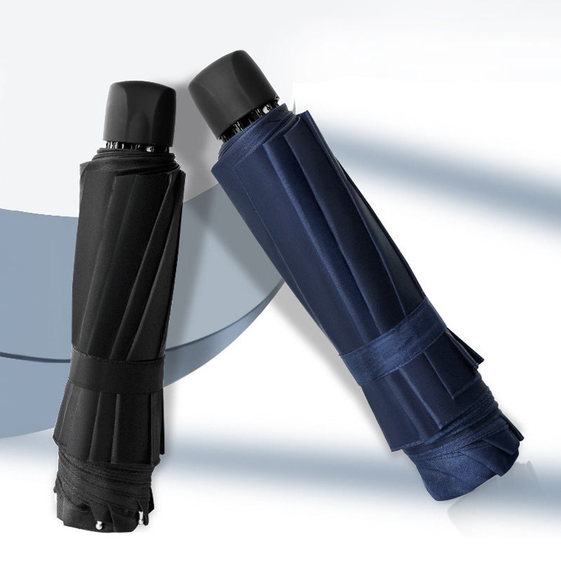 Windproof Rain & Shine Folding Umbrella (Black)